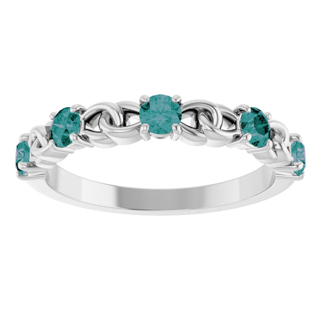 14K Gold Round Lab-Grown Alexandrite Accented Stackable Ring – 3mm Stones - White Gold - view 8
