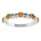 14K Gold Round Natural Citrine Accented Stackable Ring – 3mm Stones - White Gold - view 8