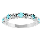 Platinum Round Natural Blue Zircon Accented Stackable Ring – 3mm Stones - view 8