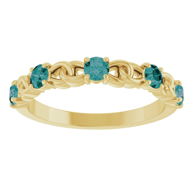 14K Gold Round Lab-Grown Alexandrite Accented Stackable Ring – 3mm Stones - Yellow Gold - view 8