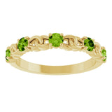 14K Gold Round Natural Peridot Accented Stackable Ring – 3mm Stones - Yellow Gold - view 8