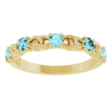 14K Gold Round Natural Blue Zircon Accented Stackable Ring – 3mm Stones - Yellow Gold - view 8