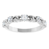 14K Gold Round Natural White Sapphire Accented Stackable Ring – 3mm Stones - White Gold - view 8