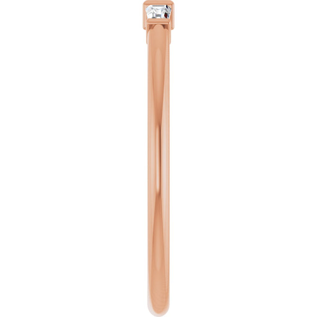 14K Gold Natural Diamond Three-Stone Stackable Ring – 1/6 CTW - Rose Gold - view 14