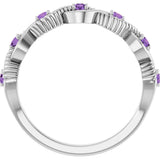 Platinum Round Natural Amethyst Accented Stackable Ring – 2mm Stones - view 12