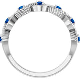 14K Gold Round Lab-Grown Blue Sapphire Accented Stackable Ring - White Gold - view 12
