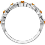 14K Gold Round Natural Citrine Accented Stackable Ring – 2mm Stones - White Gold - view 12
