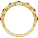 14K Gold Round Lab-Grown Ruby Accented Stackable Ring - Yellow Gold - view 12
