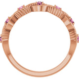 14K Gold Round Natural Pink Tourmaline Accented Stackable Ring – 2mm Stones - Rose Gold - view 12