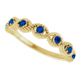 14K Gold Round Natural Blue Sapphire Accented Stackable Ring – 2mm Stones - Yellow Gold - view 15