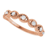 14K Gold Round Natural White Sapphire Accented Stackable Ring - Rose Gold - view 15