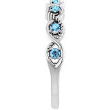 Platinum Round Natural Aquamarine Accented Stackable Ring – 2mm Stones - view 14