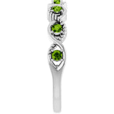Platinum Round Natural Peridot Accented Stackable Ring – 2mm Stones - view 14