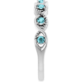 14K Gold Round Natural Blue Zircon Accented Stackable Ring – 2mm Stones - White Gold - view 14