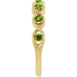 14K Gold Round Natural Peridot Accented Stackable Ring – 2mm Stones - Yellow Gold - view 14
