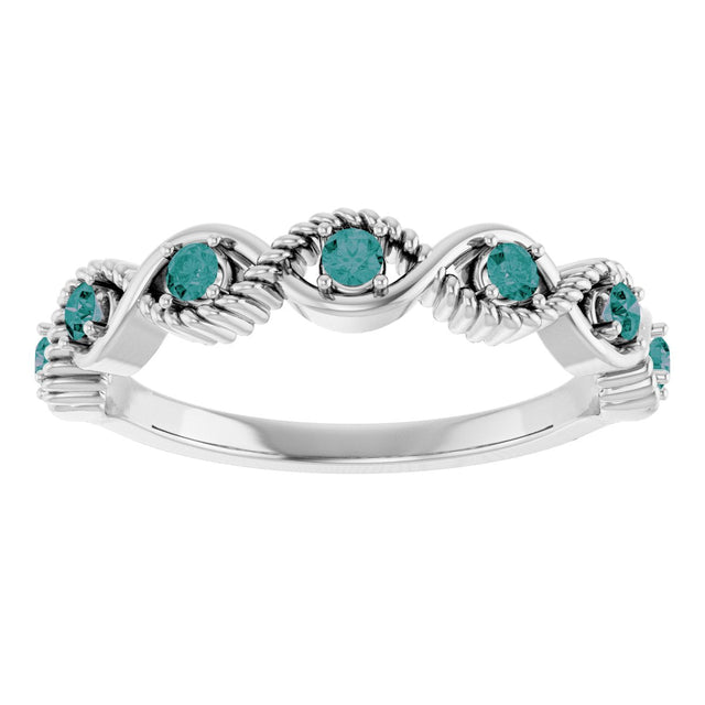 14K Gold Round Lab-Grown Alexandrite Accented Stackable Ring - White Gold - view 13