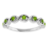 14K Gold Round Natural Peridot Accented Stackable Ring – 2mm Stones - White Gold - view 13