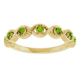 14K Gold Round Natural Peridot Accented Stackable Ring – 2mm Stones - Yellow Gold - view 13