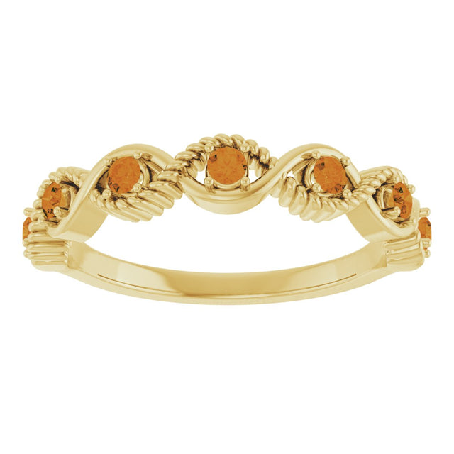 14K Gold Round Natural Citrine Accented Stackable Ring – 2mm Stones - Yellow Gold - view 13