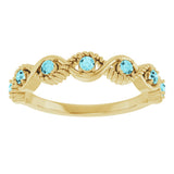 14K Gold Round Natural Blue Zircon Accented Stackable Ring – 2mm Stones - Yellow Gold - view 13