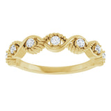 14K Gold Round Natural White Sapphire Accented Stackable Ring - Yellow Gold - view 13
