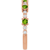 14K Gold Round Natural Peridot Accented Stackable Ring – 2.5mm Stones - Rose Gold - view 14