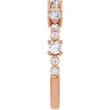 14K Gold Round Natural Diamond Accented Stackable Ring – 2.5mm Stones - Rose Gold - view 14