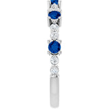 14K Gold Round Lab-Grown Blue Sapphire Accented Stackable Ring – 2.5mm Stones - White Gold - view 14