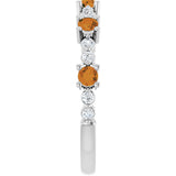 Platinum Round Natural Citrine Accented Stackable Ring – 2.5mm Stones - view 14