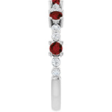 Platinum Round Natural Mozambique Garnet Accented Stackable Ring – 2.5mm Stones - view 14