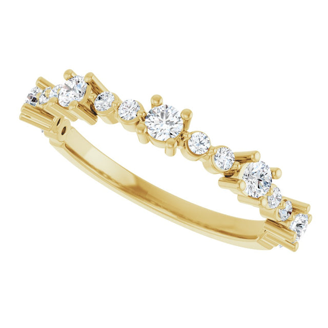 14K Gold Round Natural Diamond Accented Stackable Ring – 2.5mm Stones - Yellow Gold - view 15