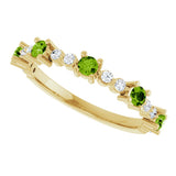 14K Gold Round Natural Peridot Accented Stackable Ring – 2.5mm Stones - Yellow Gold - view 15