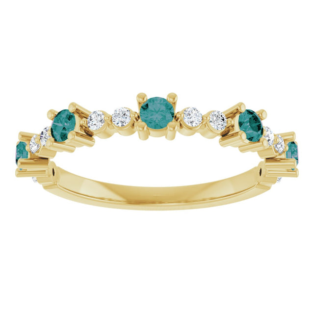 14K Gold Round Lab-Grown Alexandrite Accented Stackable Ring – 2.5mm Stones - Yellow Gold - view 13