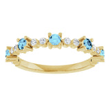 14K Gold Round Natural Aquamarine Accented Stackable Ring – 2.5mm Stones - Yellow Gold - view 13