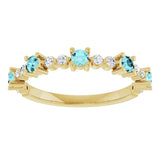 14K Gold Round Natural Blue Zircon Accented Stackable Ring – 2.5mm Stones - Yellow Gold - view 13