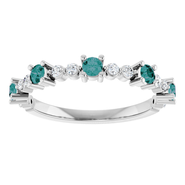 14K Gold Round Lab-Grown Alexandrite Accented Stackable Ring – 2.5mm Stones - White Gold - view 13