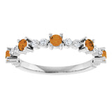 Platinum Round Natural Citrine Accented Stackable Ring – 2.5mm Stones - view 13