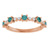 14K Gold Round Lab-Grown Alexandrite Accented Stackable Ring – 2.5mm Stones - Rose Gold - view 13