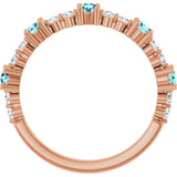 14K Gold Round Natural Blue Zircon Accented Stackable Ring – 2.5mm Stones - Rose Gold - view 12