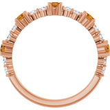 14K Gold Round Natural Citrine Accented Stackable Ring – 2.5mm Stones - Rose Gold - view 12