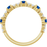 14K Gold Round Natural Blue Sapphire Accented Stackable Ring – 2.5mm Stones - Yellow Gold - view 12