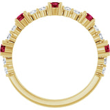 14K Gold Round Lab-Grown Ruby Accented Stackable Ring – 2.5mm Stones - Yellow Gold - view 12