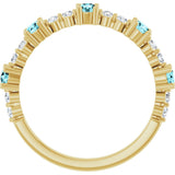 14K Gold Round Natural Blue Zircon Accented Stackable Ring – 2.5mm Stones - Yellow Gold - view 12