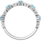 Platinum Round Natural Aquamarine Accented Stackable Ring – 2.5mm Stones - view 12