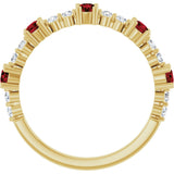 14K Gold Round Natural Mozambique Garnet Accented Stackable Ring – 2.5mm Stones - Yellow Gold - view 12