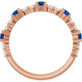 14K Gold Round Natural Blue Sapphire Accented Stackable Ring – 2.5mm Stones - Rose Gold - view 12