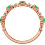 14K Gold Round Natural Emerald Accented Stackable Ring – 2.5mm Stones - Rose Gold - view 12