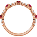 14K Gold Round Natural Ruby Accented Stackable Ring – 2.5mm Stones - Rose Gold - view 12