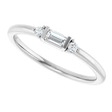 Platinum Straight Baguette Natural Diamond Accented Stackable Ring - view 10