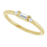 14K Gold Straight Baguette Natural Diamond Accented Stackable Ring – 3.5x2mm - Yellow Gold - view 10